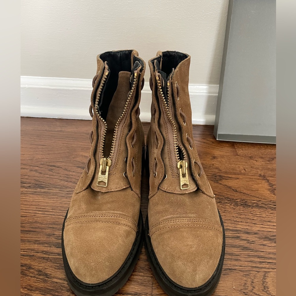 All Saints Ariel suede / cognac sand combat boot
